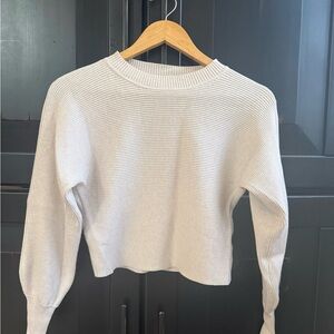 Pink Rose Beige Ribbed Knit Top